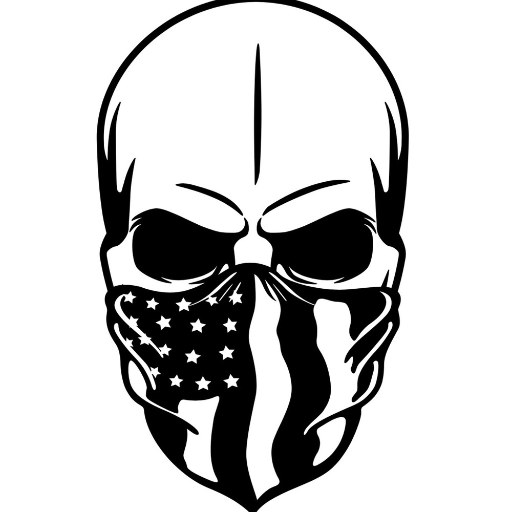 Patriotic Skull American Flag Vinyl Car Decal 4x4 | USA Skull Sticker‎
